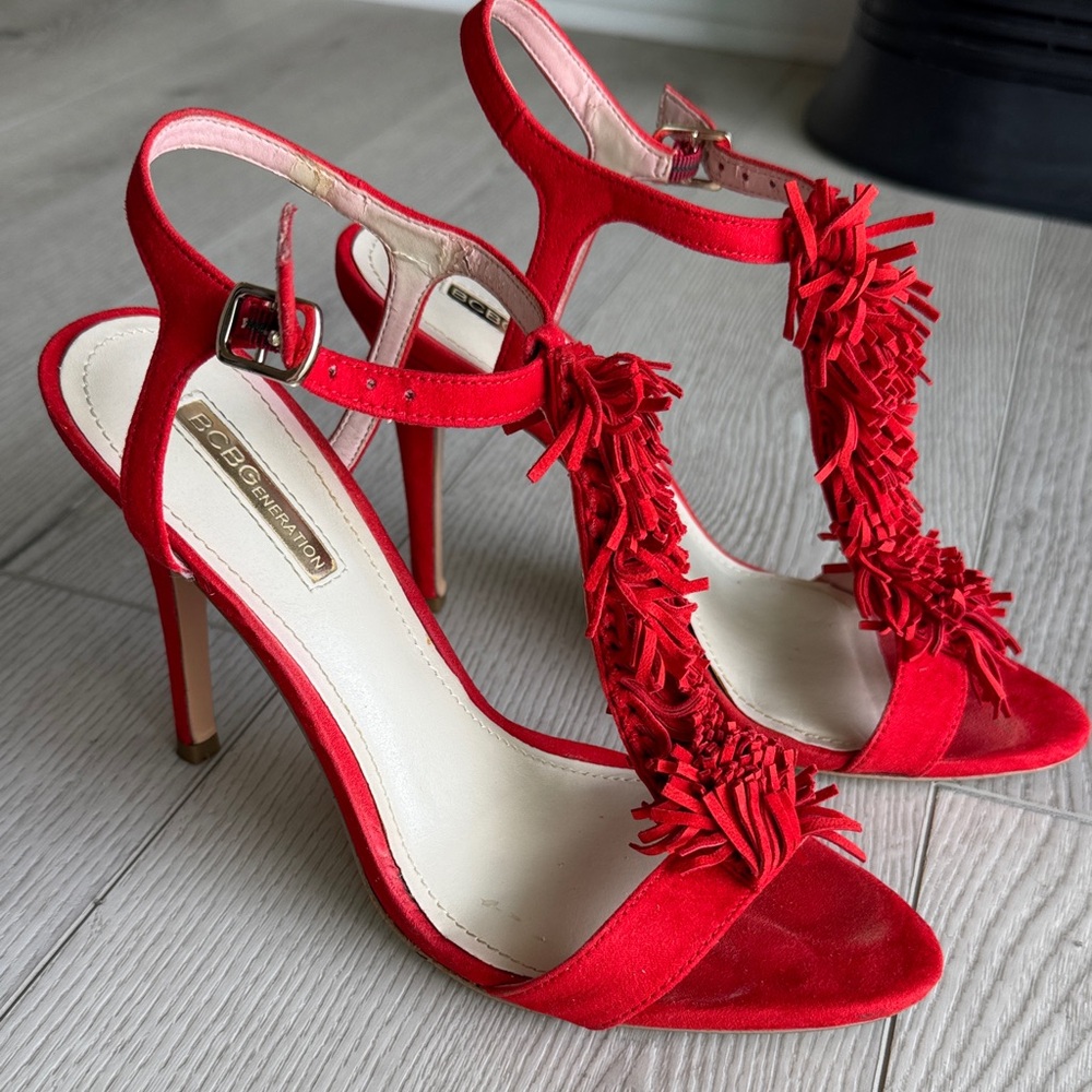 BCBG Candy Red Faux Suede Women's Heels